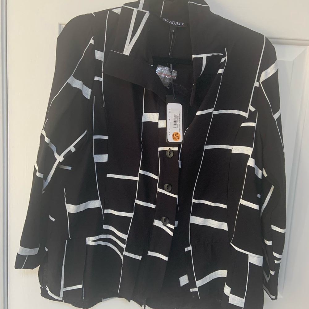 Black and White Geometric Women's Jacket
